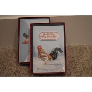 Hen Themed Christmas Greeting Card 8 Pack 4" x 6" "God Rest Ye.."